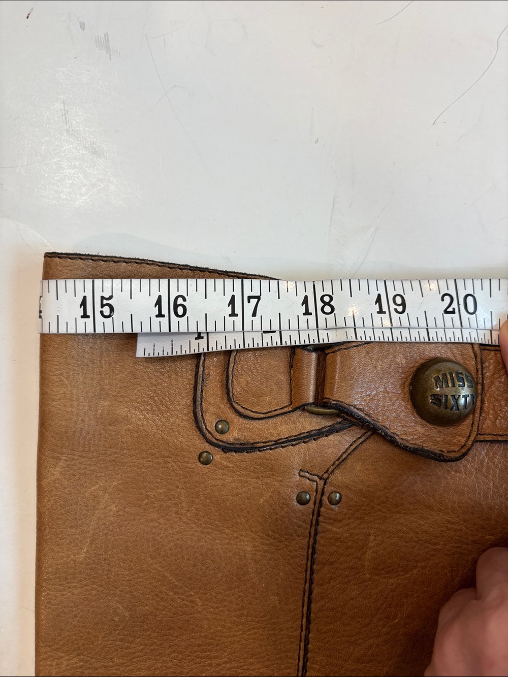 Miss Sixty Tan Leather Knee Boots Y2K Buckle Detail Stacked Heel EU 38 - Picture 10 of 15